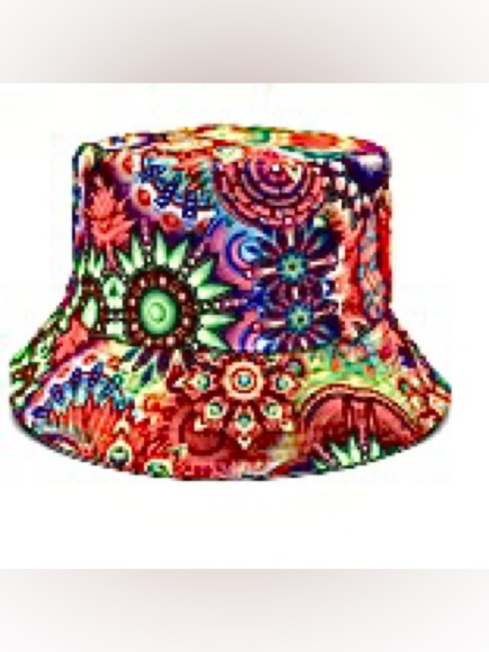 🆕Colorful New Creative 3D Floral Hippie Mandala Bucket Hat. NWT.